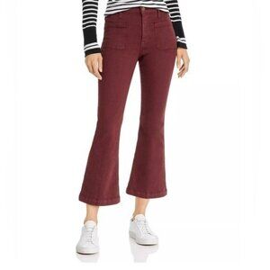 FRAME Le Bardot Crop Flare Jeans in Bordeaux Size 24